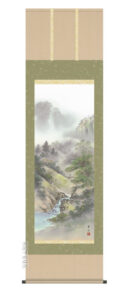 掛け軸／掛軸／かけじく【山水画／尺五】<br>四季山水【夏】（緒方　葉水）<br>【送料無料】【代引き手数料無料】