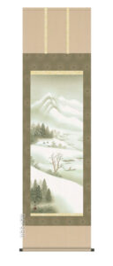掛け軸／掛軸／かけじく【山水画／尺五】<br>四季山水【冬】（緒方　葉水）<br>【送料無料】【代引き手数料無料】