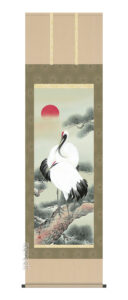 掛け軸／掛軸【鶴亀】<br>松上双鶴（山村　観峰）<br>【送料無料】【代引手数料無料】