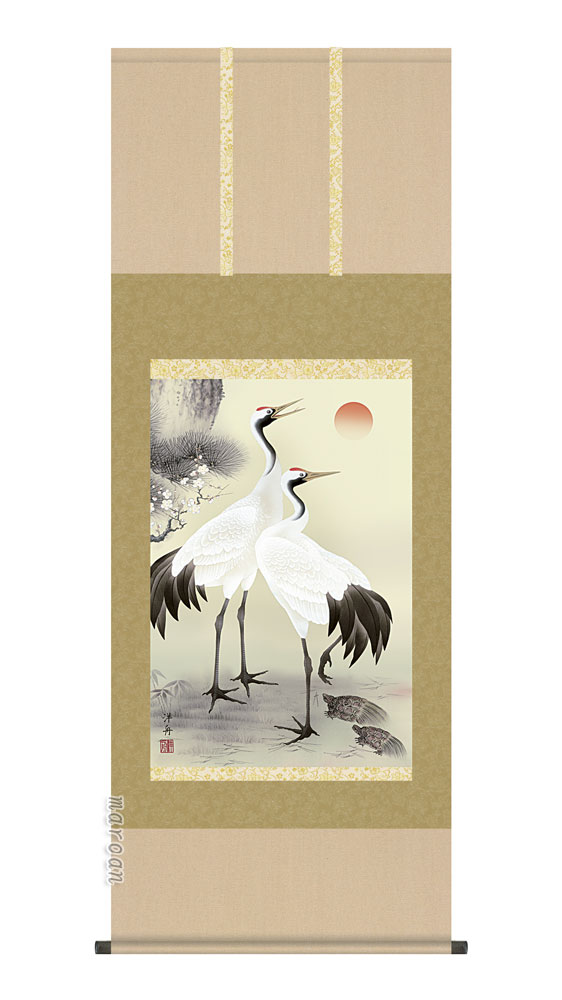掛け軸／掛軸【鶴亀】松竹梅鶴亀（小野　洋舟）【送料無料】【代引手数料無料】