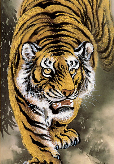 虎・龍 掛軸 【厄除】猛虎図（山村 観峰）【尺幅】 商品画像