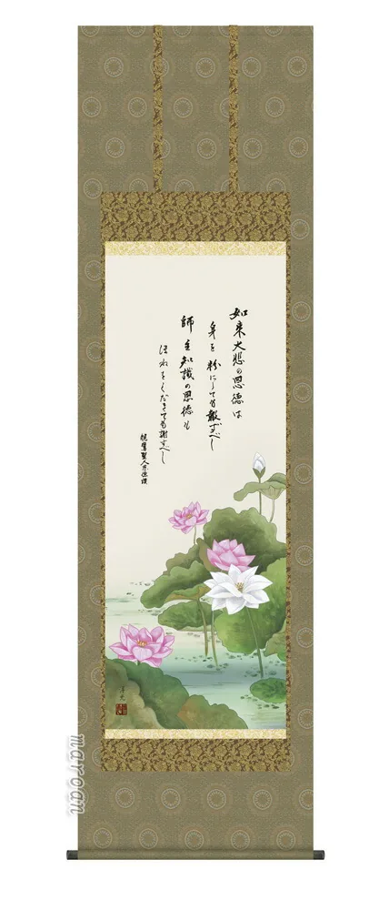 掛け軸 掛軸 仏書画 恩徳讃蓮華(井川 洋光) 送料無料 代引き手数料無料