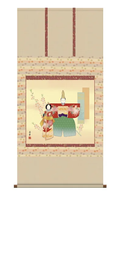 桃の節句・お雛様 掛軸【お雛さま】立雛（野川 秀華） 商品画像