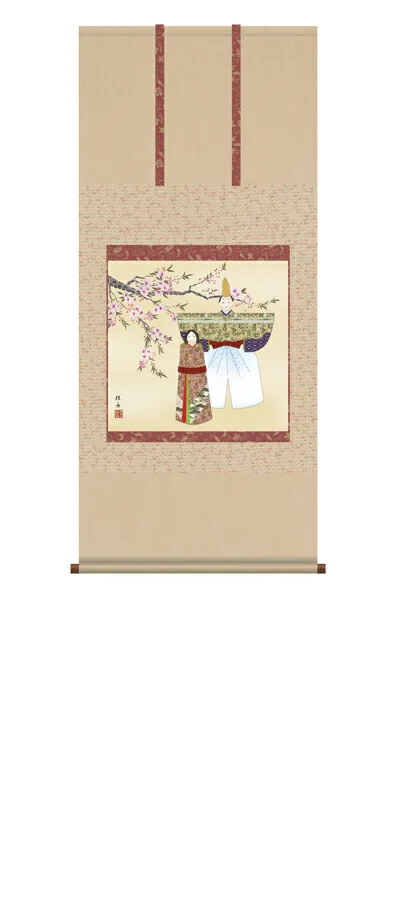 掛け軸／掛軸【お雛さま】 立雛（長江 桂舟） 【送料無料】【代引手数料無料】