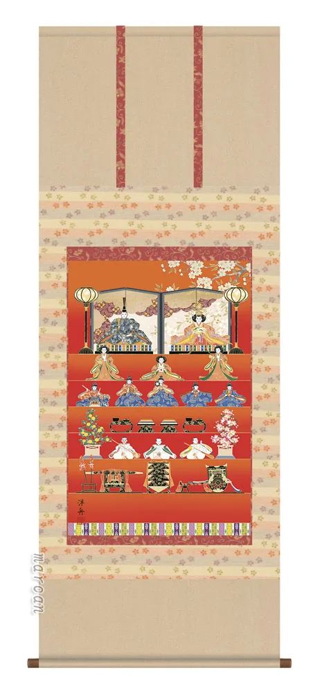 掛け軸／掛軸【桃の節句】 段飾り雛（小野 洋舟） 【送料無料】【代引手数料無料】