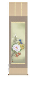 掛け軸 掛軸 尺三164cm<br>四季花（長屋　修生）<br>送料無料 代引き手数料無料