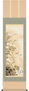 掛け軸 掛軸 かけじく 花鳥画<br>菊花に雀（緒方　葉水）【尺三】<br>【送料無料】【代引き手数料無料】