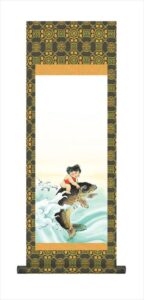 節句名入り掛け軸 【金太郎】サイズ：大(110cm)<br>掛軸 販売 名前旗 初節句 端午の節句 兜 鯉 名入れ<br>【送料無料】【代引き手数料無料】