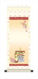 節句名入り掛け軸 【立雛】サイズ：中(90cm) 掛軸 販売 名前旗 初節句 桃の節句 お雛様 名入れ 【送料無料】【代引き手数料無料】