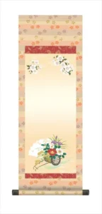 節句名入り掛け軸 【花車】サイズ：大(110cm) 掛軸 販売 名前旗 初節句 桃の節句 お雛様 名入れ 【送料無料】【代引き手数料無料】