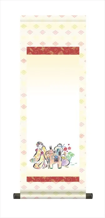 桃の節句・お雛様 節句名入り掛け軸 【幸運午】サイズ：小(70cm)掛軸 販売 名前旗 初節句 桃の節句 お雛様 … 商品画像